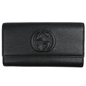 Gucci Soho Bi fold Long Wallet Leather Black